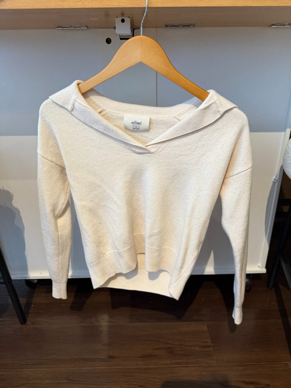 Cream Off-the-Shoulder Cowl Neck Knit Sweater Size XS